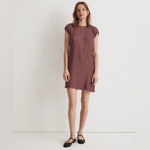 Madewell Plisse Mini Tee Pleated Dress Pressed Grape Size 4 NWT